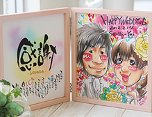 バラの花束と贈るハッピー似顔絵名前ポエム（名前の詩）